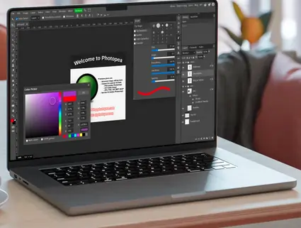 Aperçu de l’interface Photopea, alternative à Photoshop
